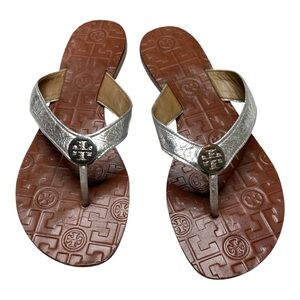 Tory Burch Thora Thong Flip Flop Sandal Silver Size 9